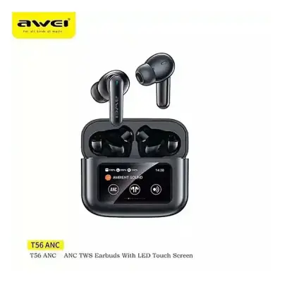 Awei T56 ANC TWS Earphone With Touch LCD Screen